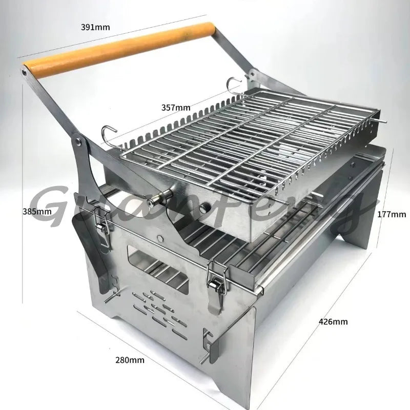 Roterende Flip Houtskool BBQ Grill | Outdoor Gaas Barbecue voor Camping & Tuin