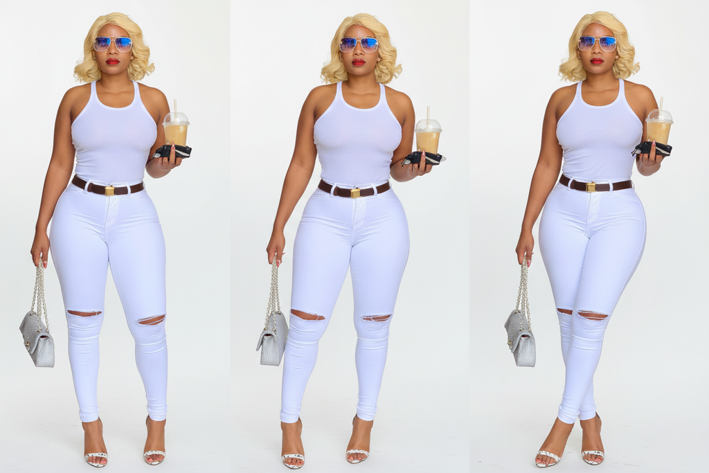 Witte Ripped Jeans - Collage
