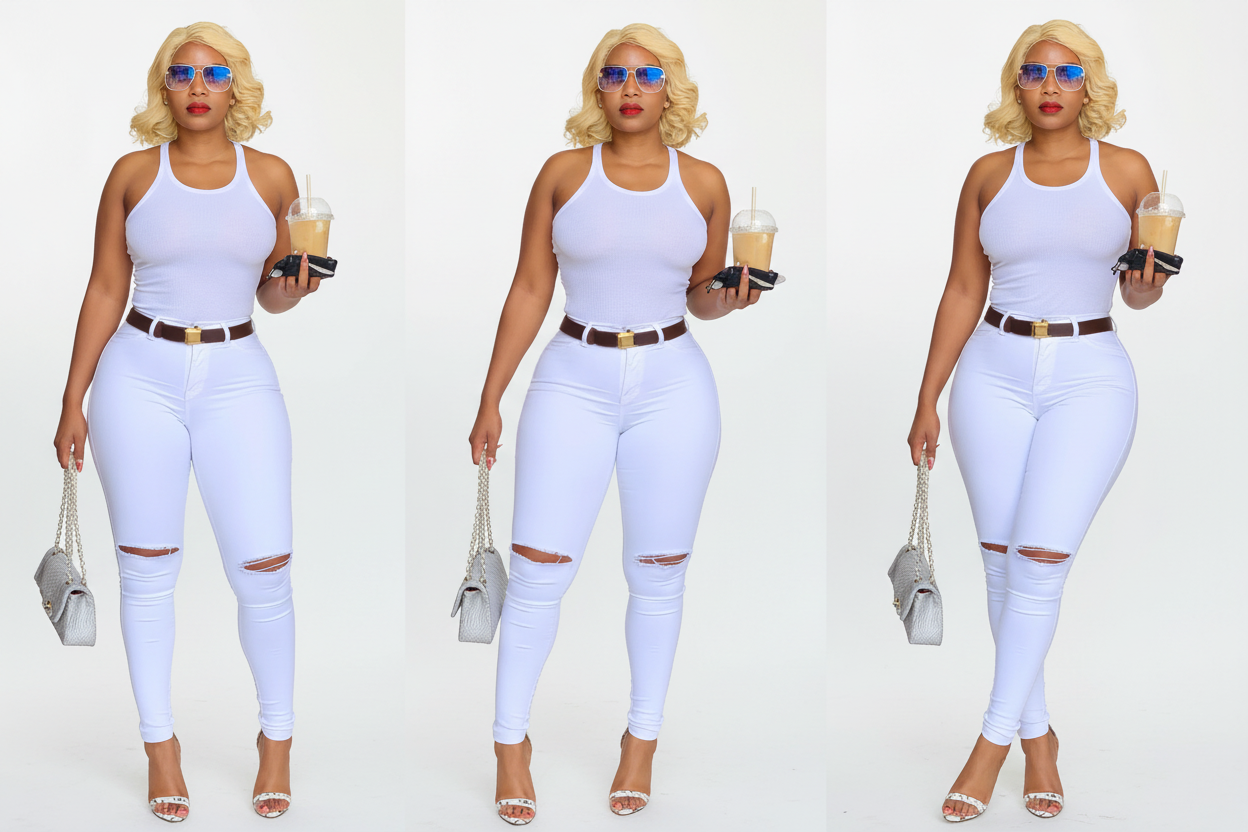 Witte Ripped Jeans - Collage
